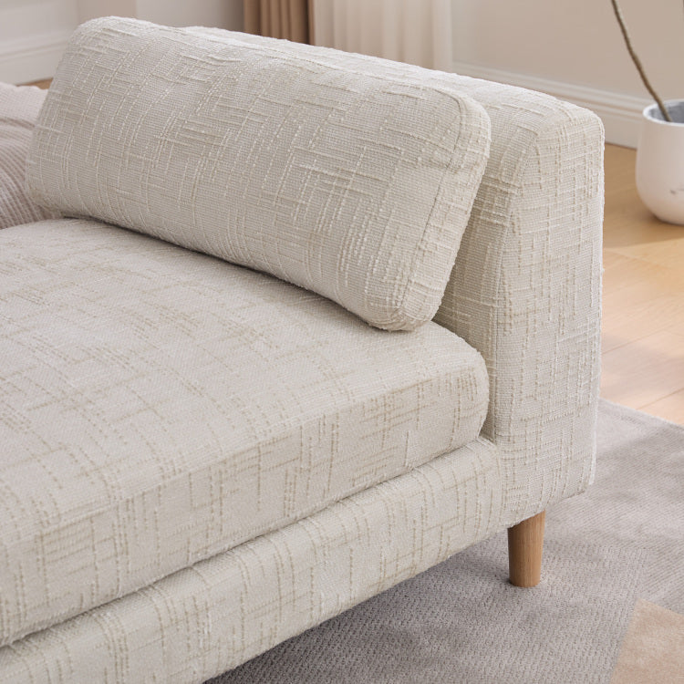 83.1"Wide Modern Upholstered End Of Bed Bench With Armrests, Chenille Chaise Lounge Couch With 2 Bolster Pillows, Daybed With Rubberwood Legs For Living Room,Bedroom,Apartment,Guestroom, Beige