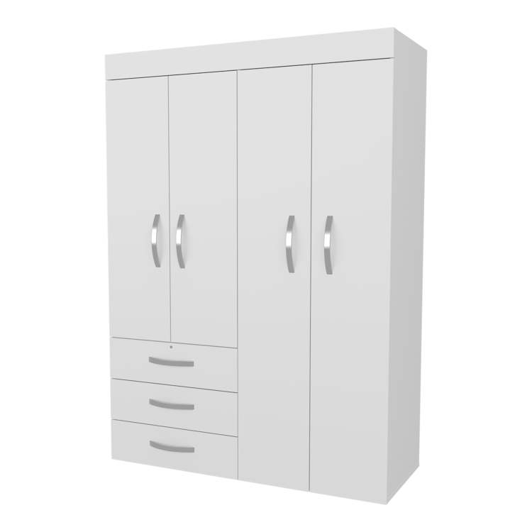 White 4 Door Wardrobe With Drawers And Shelf