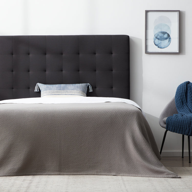 Generic Rectangle Square Tufted Headboard, Queen, Charcoal