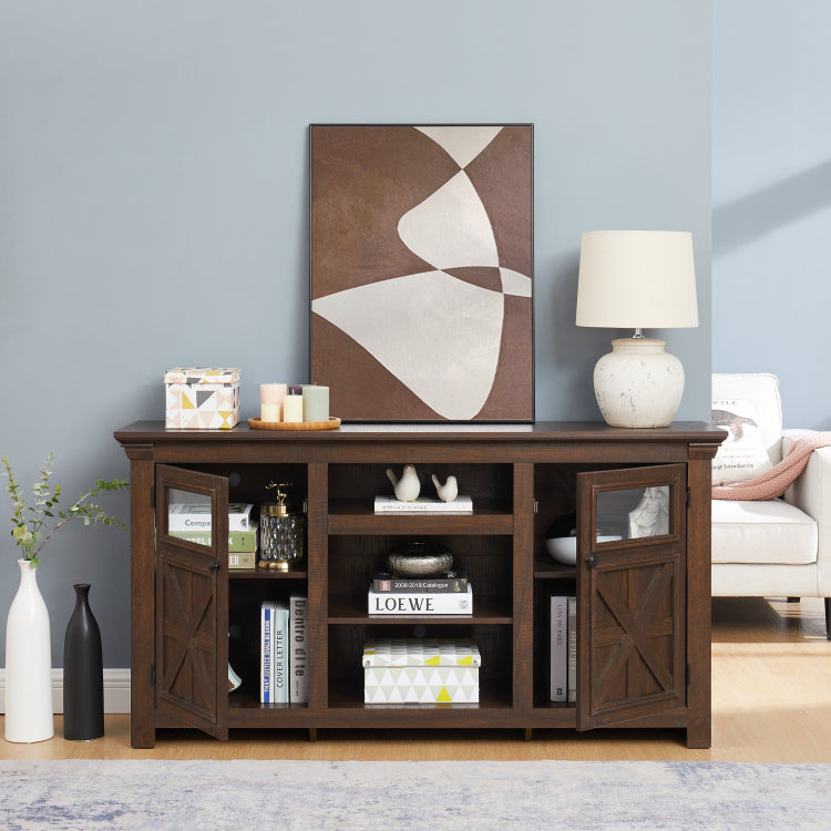 2 Doors Cabinet Farmhouse Cabinet, Farmhouse Tv Stand Barn Design,Modern Farmhouse Tv Media Stand, Large Barn Inspired Home Entertainment Console,Espresso, 60.23"W*15.35"D*31.7"H