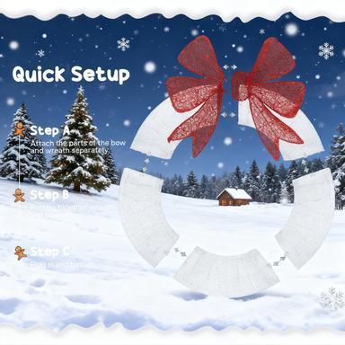 Lighted Wreath Decoration With Dual Color Led, 48 Inch Christmas Wreath With Daily Timer, Remote