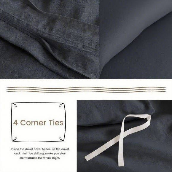 Serta Simply Clean Pleated Duvet Cover Grey Queen
