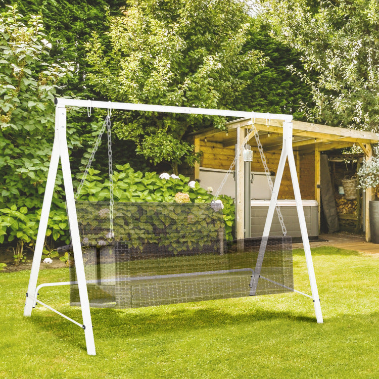 Outsunny Metal Porch Swing Stand, Heavy Duty Swing Frame, Hanging Chair Stand Only, 528 Lbs Weight Capacity, For Backyard, Patio, Lawn, Playground, White