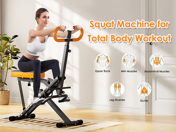 Squat Machine For Home Gym, Squat Rowing Machine With Adjustable Resistance And Optional Full Motion, Squat Assist Trainer For Glutes