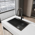 Stainless Steel Kitchen Sink, 27 X19 Single Bowl, Overmount Handmade Sink In Black, With Us Standard Drain And Hook, Ls Ssbl01