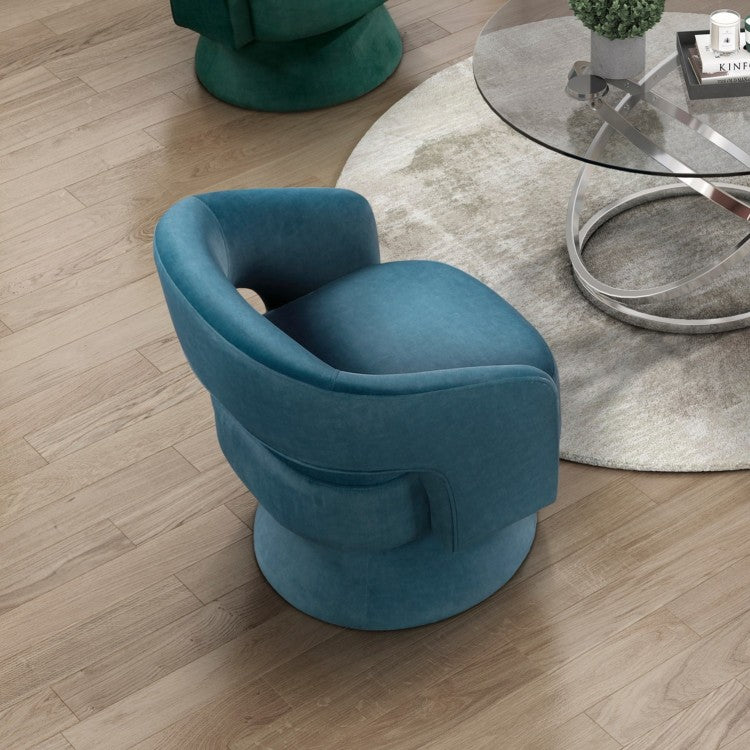 Modern Luxury Swivel Accent Chair 1Pc Dark Teal Velvet Upholstery Solid Wood Stylish Home Furniture