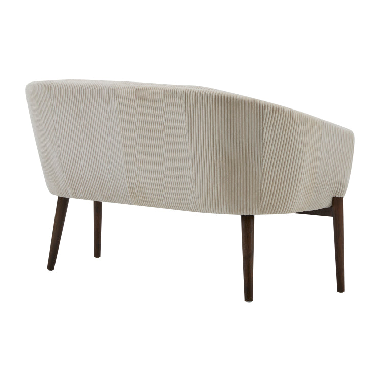 Corduroy Recessed Arm Loveseat Beige Walnut 65780