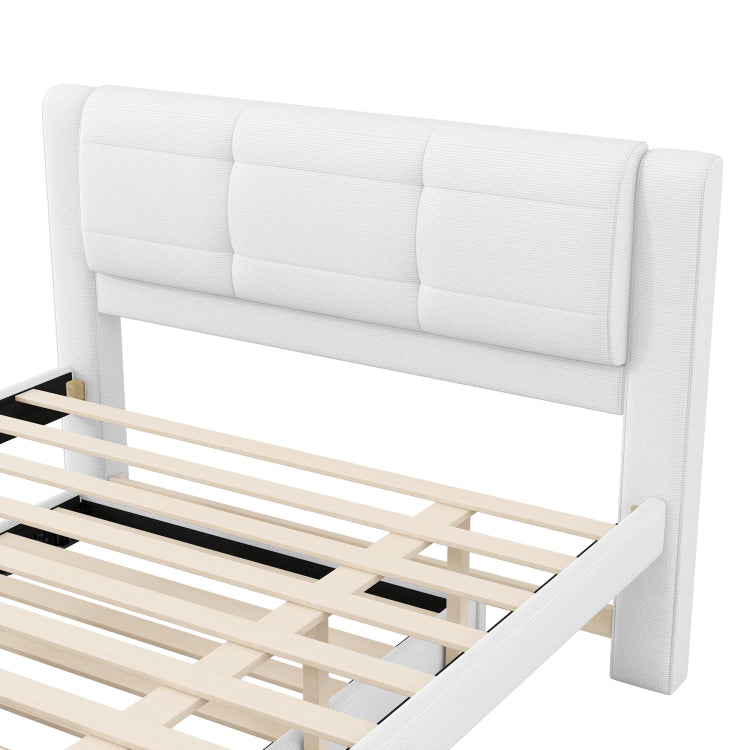 Full Size Upholstery Platform Bed With Trundle,Trundle Can Be Flat Or Erected, Beige