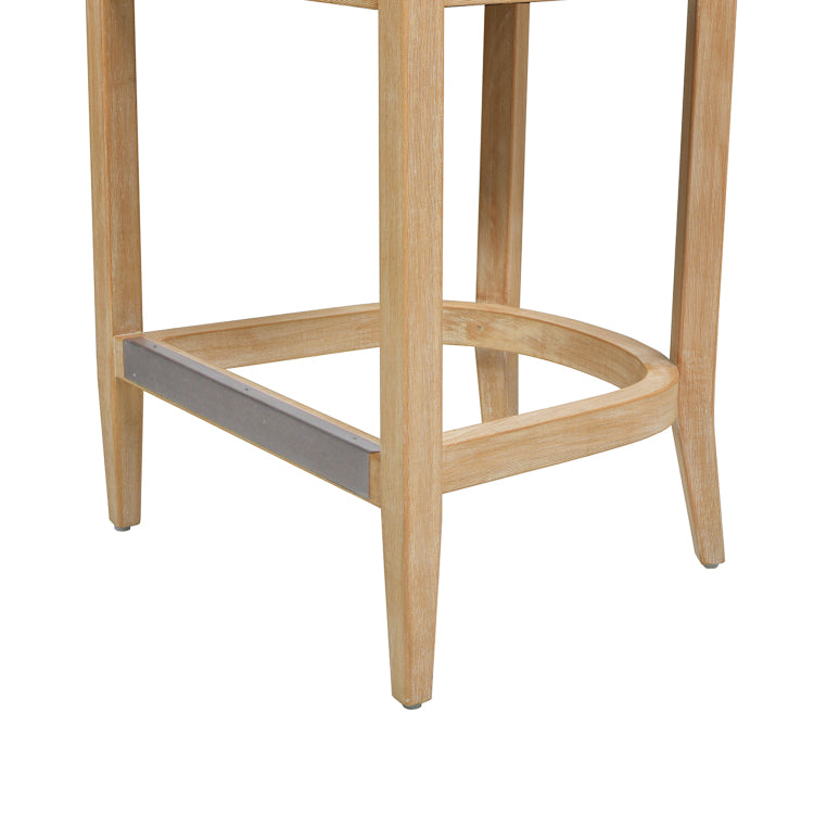 Americana Mid Century Modern 26" Cane Back Counter Stool, Ivory White Boucle