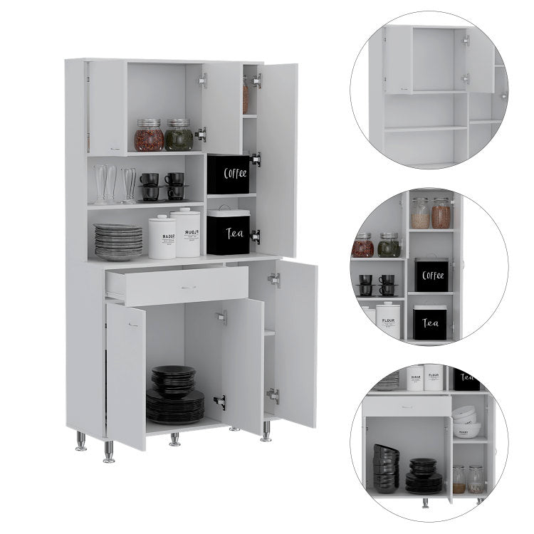 Venice 90 Pantry Cabinet, Multiple Cabinets, One Drawer, Two Open Shelves