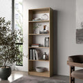 Natural Oak And White 5 Shelf Bookcase With Open Storage