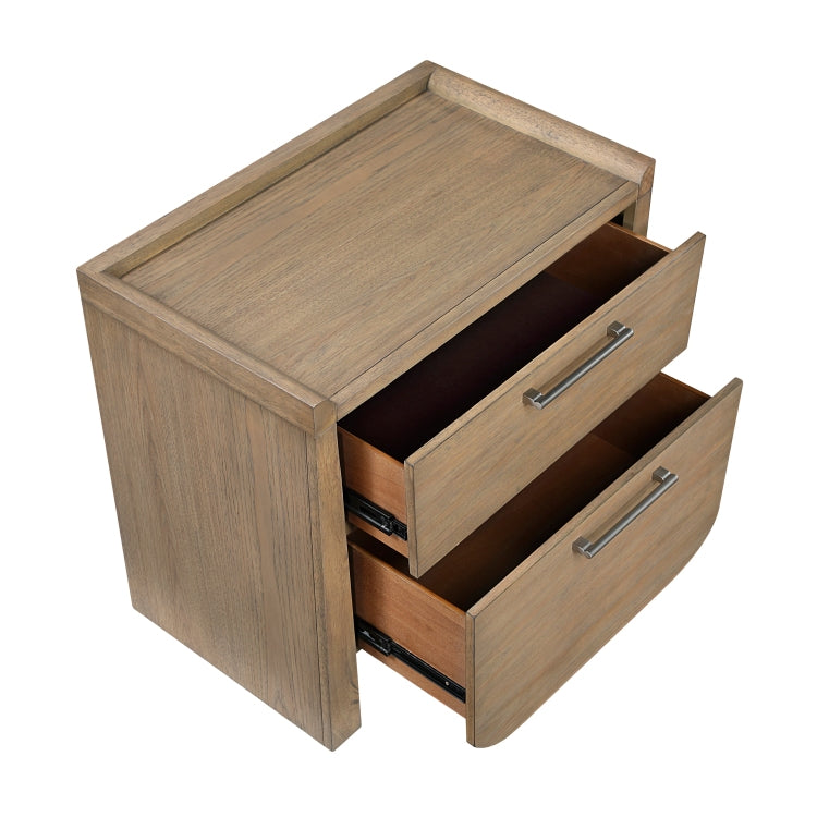 1Pc Modern Light Brown Finish Nightstand With Storage Drawers Wooden Bedroom Furniture Stunning Design