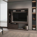 Rock House Entertainment Center With Two Doors And Open Storage, Stained Walnut