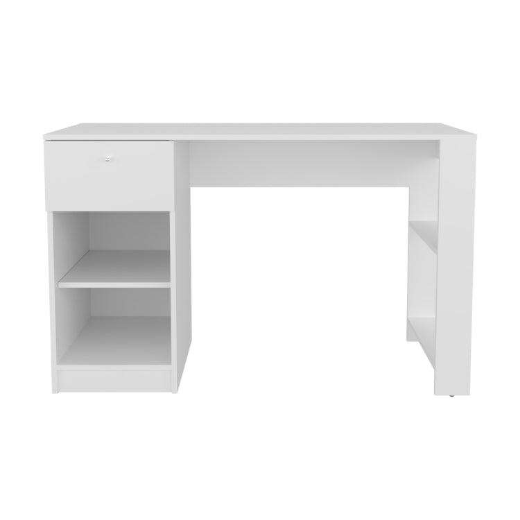 120 Home 47" Wide One Drawer Desk , Four Shelves, Writting Desk, Gamer Desk, Home Office, Living Room White