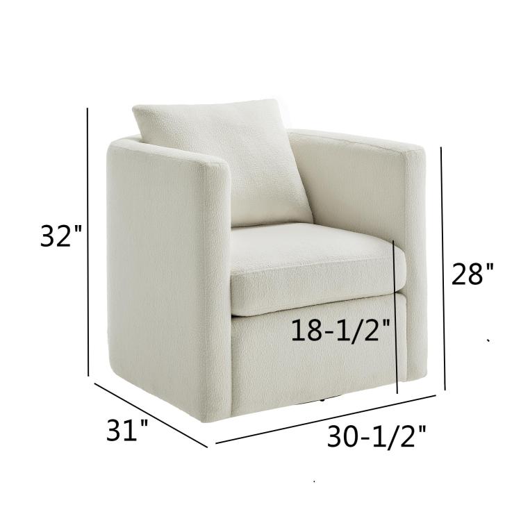 Sutton Ivory Performance Fabric Swivel Barrel Chair