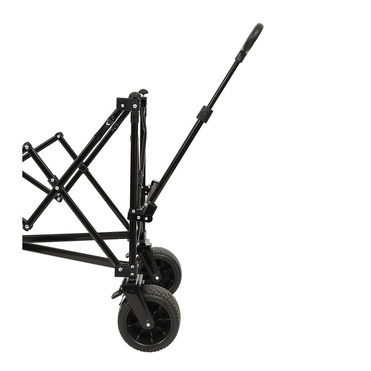 Collapsible Foldable Extended Wagon,480Lbs Weight Capacity, Heavy Duty Folding Utility Garden Cart With Big All Terrain Beach Wheels & Drink Holders,Side Pocket And Brakes, Black