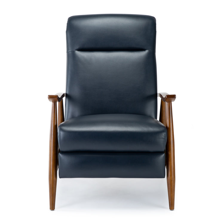 Sarasota Wood Arm Push Back Recliner Midnight Blue