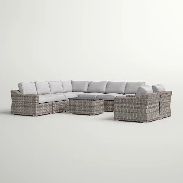 8 Person Outdoor Seating Group With Cushions Pre Assembled Sofa