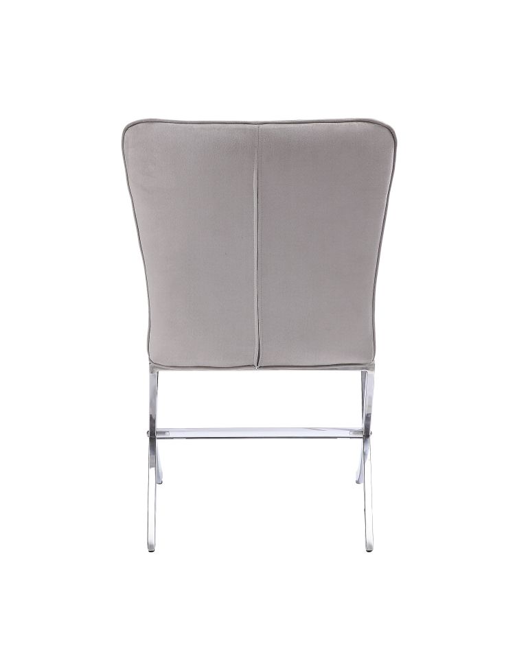 Daire Light Gray Velvet & Chrome Finish Side Chair Set Of 2