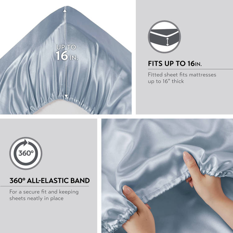 6 Pcs King Luxury Sheet Set Blue