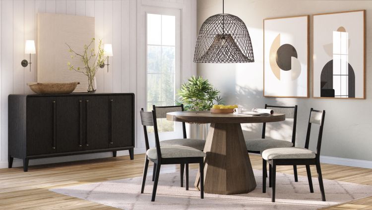 Round Dining Table W Lazy Susan Latte