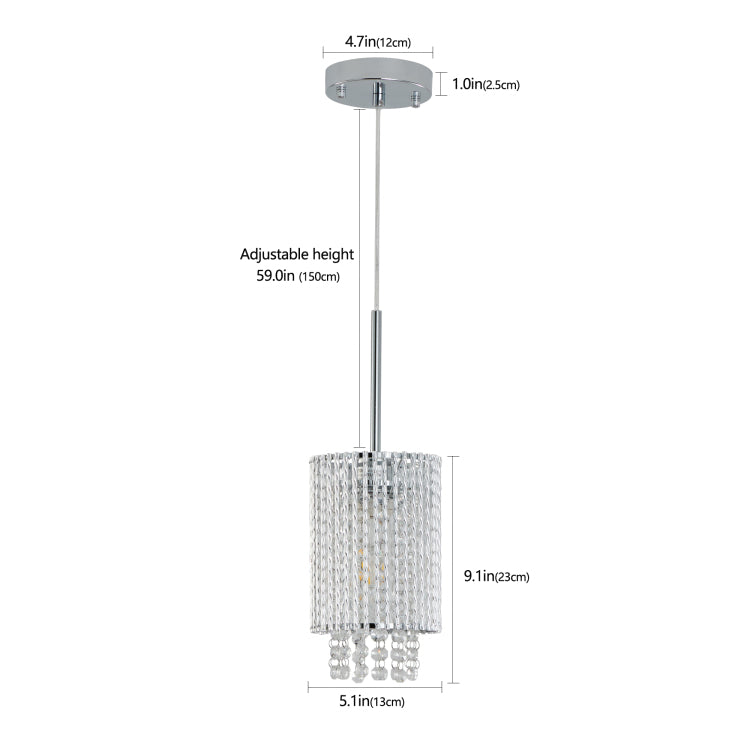 5" Modern Crystal Pendant Light 3 Pack Adjustable Chrome Hanging Ceiling Fixture With Clear Beads, Elegant Design For Kitchen Island, Dining Room, Or Living Room No Bulbs