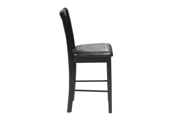 Black Finish 5Pc Counter Height Set Dining Counter Height Table With Lower Shelves And 4X Chairs Set Faux Leather Upholstered Kitchen Dining Furniture