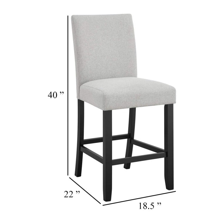 Riac Set Of 2 Counter Height Chairs, Black Wood, Dove Gray Fabric Seat