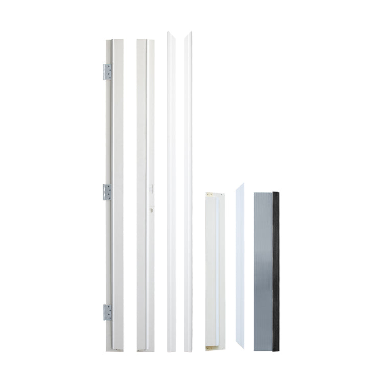 Fiberglass Entry Door, 36'' X 80" Door With Brickmould,4 9 16 Vinyl Frame,White Primed, Left Hand Inswing, Front Entry Knock Down Door, 2 Panel Craftsman, 6 Lite Low E Glass