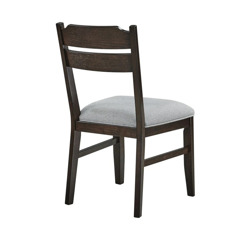 Hiun Dining Chair Set Of 2, Dove Gray Seat, Oak Brown Wood Frame