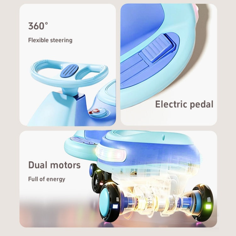 Electric Wiggle Car, Fully Illuminated, With Enlarged Flashing And Silent Wheels, 12V7 Battery, Dual Drive 550 Motor, And Bluetooth Gliding And Electric Two In One