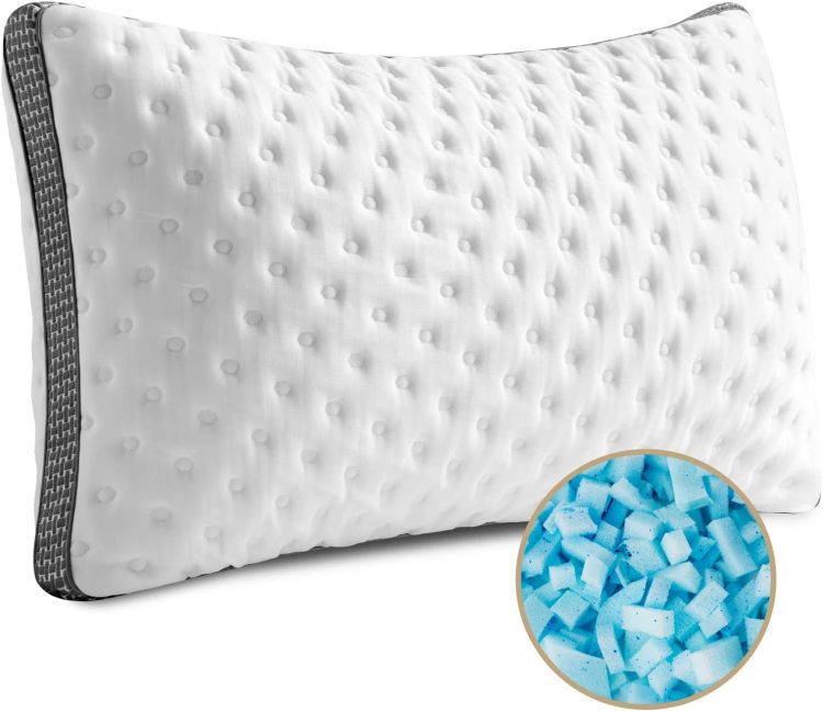 Cooling Pillow Queen Size Set Of 2, Cooling Gel Memory Foam Bed Pillow, Medium Firm Pillow For Sleeping, Cooling & Smooth Washable Cover, Certipur Us Certified