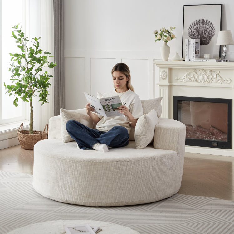 55'L Chenille Sponge Single Sofa,No Assembly Required,Fluffy Modern Sleeper Chair For Living Room, Bedroom, Lounge And Projection Room Not A Swivel Chair