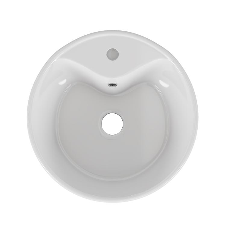 Bathroom Vessel Sink 15.7" X 5.7" Round Bowl Sink, Bathroom Countertop Round White Vanity Sink Basin,Ceramic Basin,Glossy White