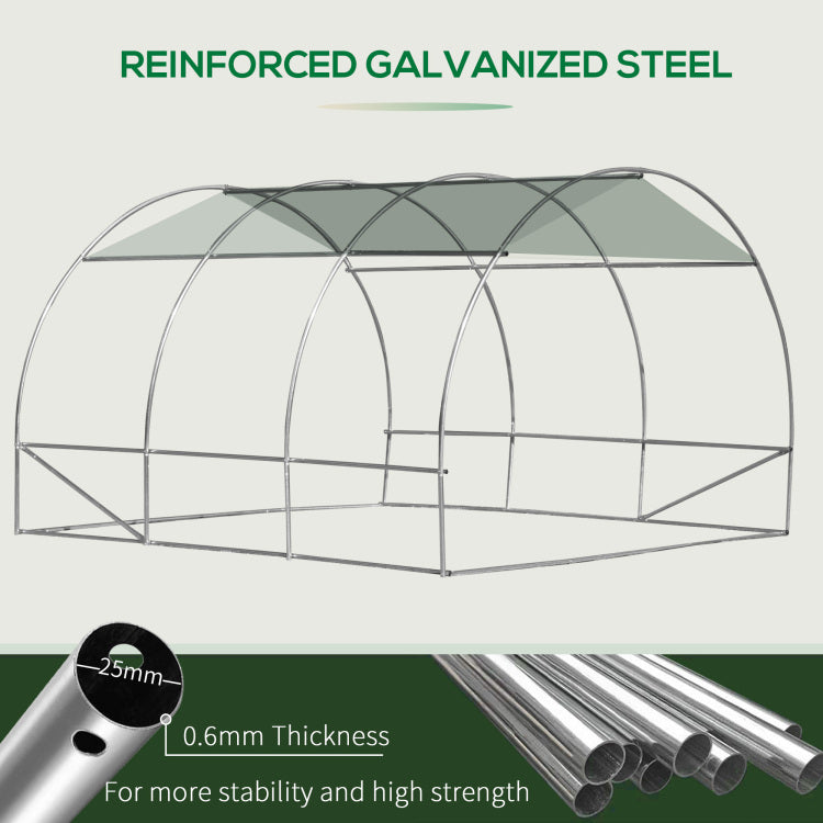 Outsunny 10' X 10' X 6.5' Walk In Tunnel Hoop Greenhouse, Polyethylene Pe Cover, Steel Frame, Roll Up Zipper Door & Windows For Flowers, Vegetables, Tropical Plants, Green