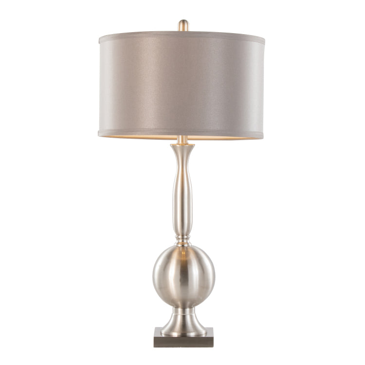 Joan 30" Contemporary Metal Table Lamp In Brushed Nickel With Grey Satin Shade From Grandview Gallery Set Of 2