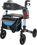 Rollator Walker For Seniors, Lightweight Foldable All Terrain Rolling Walker With Seat, Aluminum Walkers With 8 Inch Rubber Wheels, Handles And Backrest For Seniors And Adult Blue