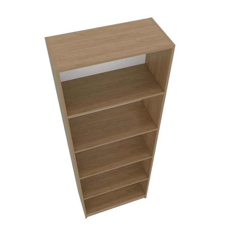 Natural Oak And White 5 Shelf Bookcase With Open Storage