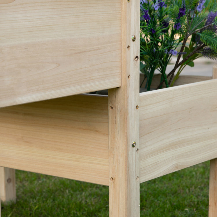 Outsunny 34"X34"X28" Raised Garden Bed, 2 Tier Elevated Wood Planter Box For Backyard, Patio To Grow Vegetables, Herbs, And Flowers, Natural