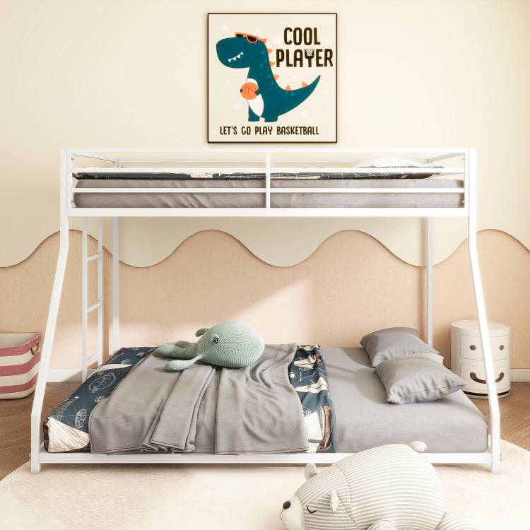 Same As B083P160614 Adam Sturdy Twin Over Full Bunk Bed Metal White For Kids And Adult, Low Profile And Easy Climbing With Stable Ladder