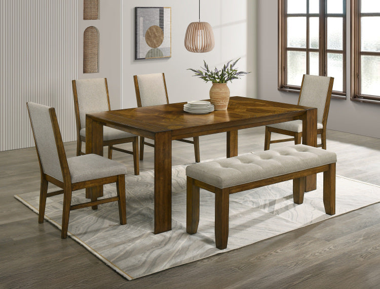 2Pc Tailored Chairs Tufted Upholstered Soft Neutral Fabric Luxurious Comfort Modern Wooden Dining Room Furniture