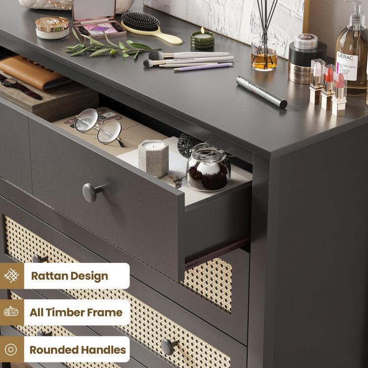 Sideboard Buffet Cabinet With 4 Drawers,Modern Wooden Console Cabinet For Kitchen,Living Room, Dining Room, Hallway,Black