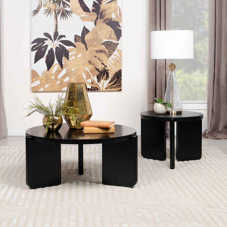 Harrison Black Round Solid Wood Coffee Table