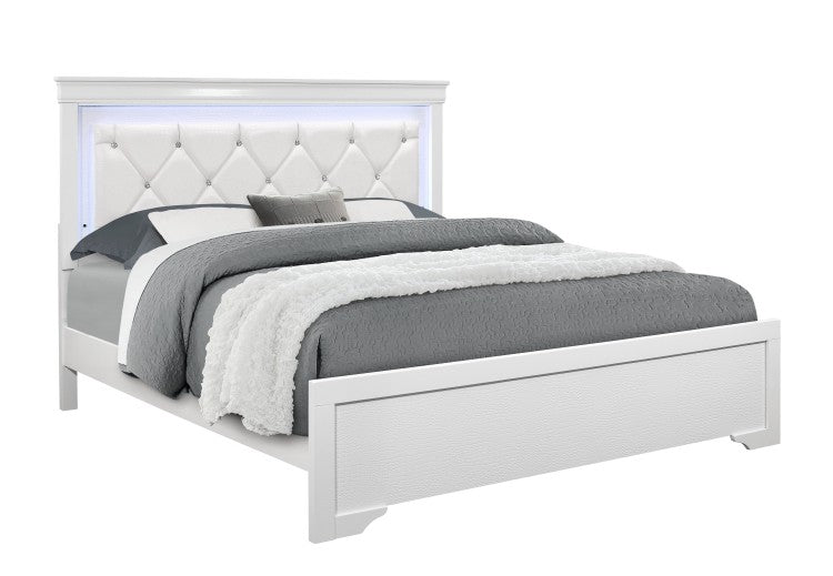 Shaker White Queen Bed With Led