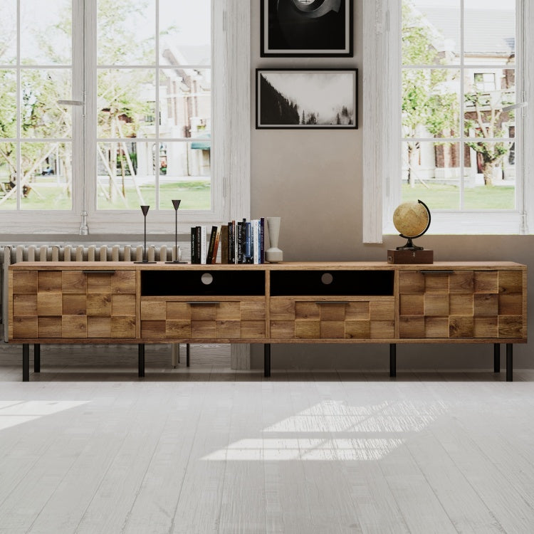 Mid Century Tv Stand With 2 Drawers, Media Console Table For Tvs Up To 85'', Entertainment Center With Storage For Living Room, Bedroom, Home Theatre