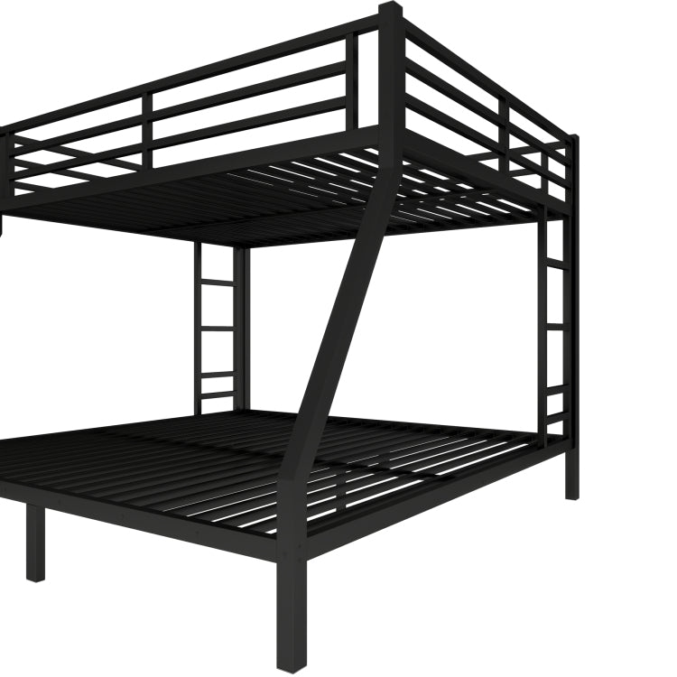 Metal Queen Over King Bunk Bed For Teens And Adults,Space Saving Noise Reduced No Box Spring Needed, Black