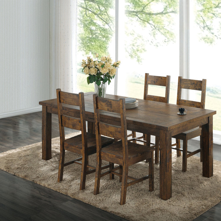 Mina Rustic Golden Brown 5 Piece Dining Table Set