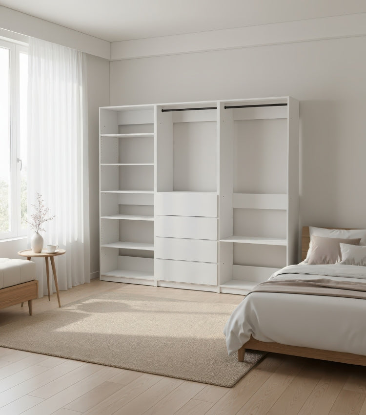 Prosper White Freestanding Walk In Wood Closet System
