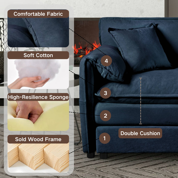 Oversized 41.73" Sofa Chair, Modern Upholstered Armchair With 1 Toss Pillow, Modular Sectional Sofa For Living Room, Deep Seat Reading Sofa For Bedroom Apartment, Diy Combination Chenille,Blue