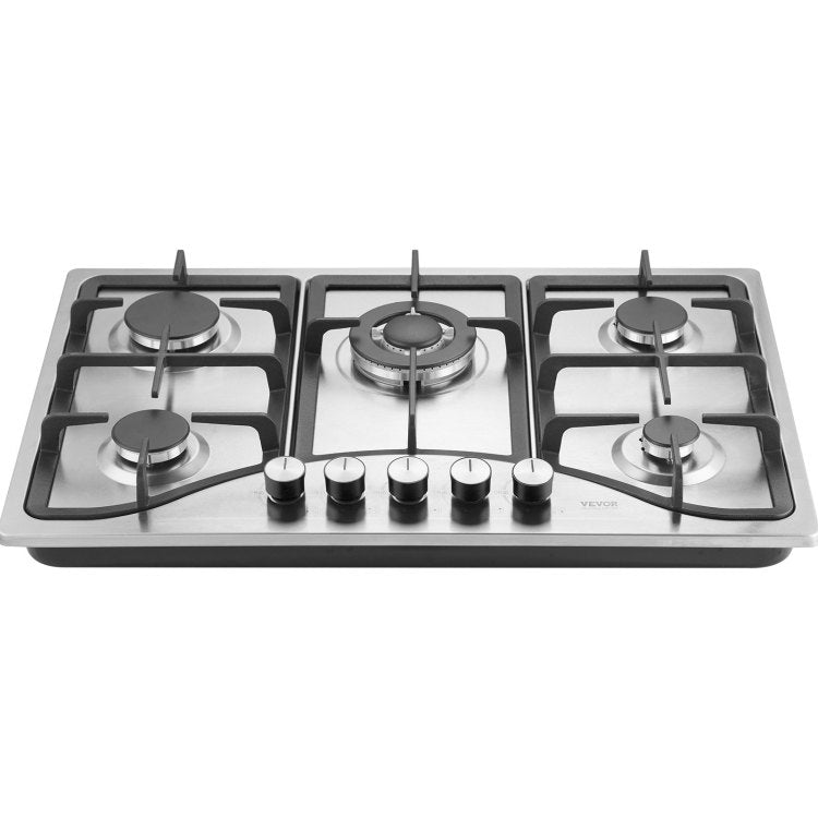 Gas Cooktop 30 Inch, Max 12250Btu 5 Burners Built In Stainless Steel Gas Stove Top, Lpg Ng Convertible Dual Fuel Natural Gas Hob With Thermocouple Protection